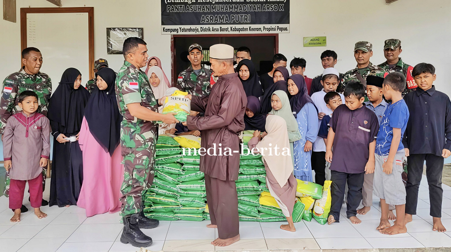 TNI Peduli Anak Panti Asuhan, 60 Karung Beras Diserahkan Lewat Koramil Arso