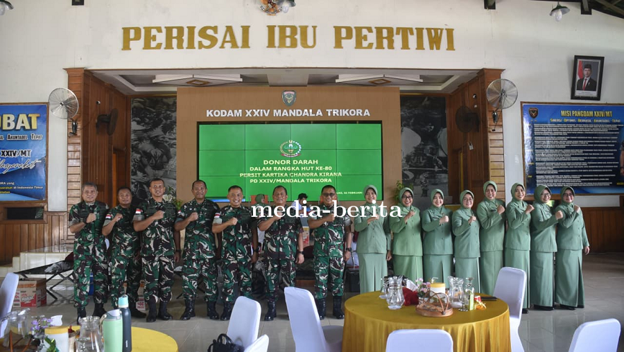 Kasdam XXIV/Mandala Trikora Pimpin Aksi Donor Darah Peringatan HUT ke-80 Persit KCK Tahun 2026