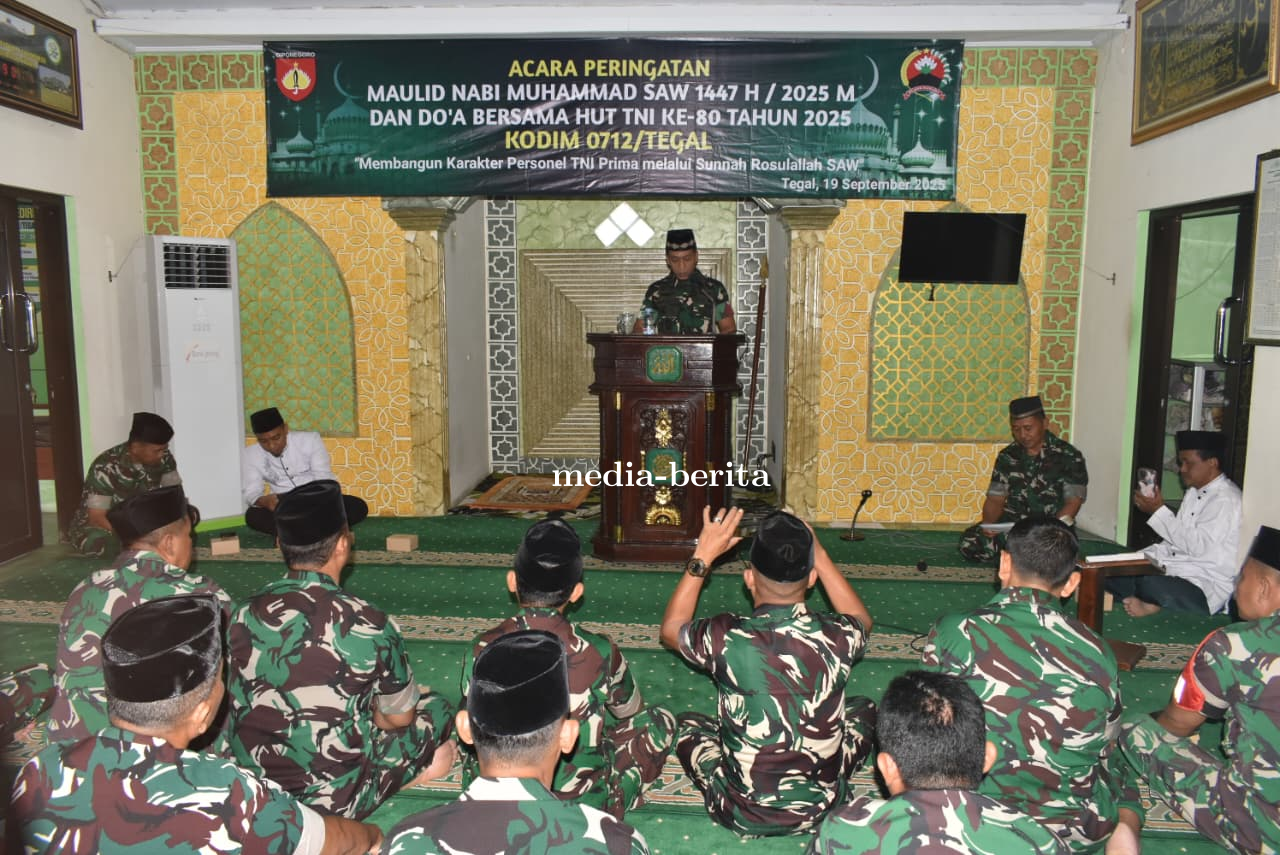 Kodim 0712 Tegal Gelar Peringatan Maulid Nabi Muhammad SAW 1447 H dan Doa Bersama HUT TNI ke-80