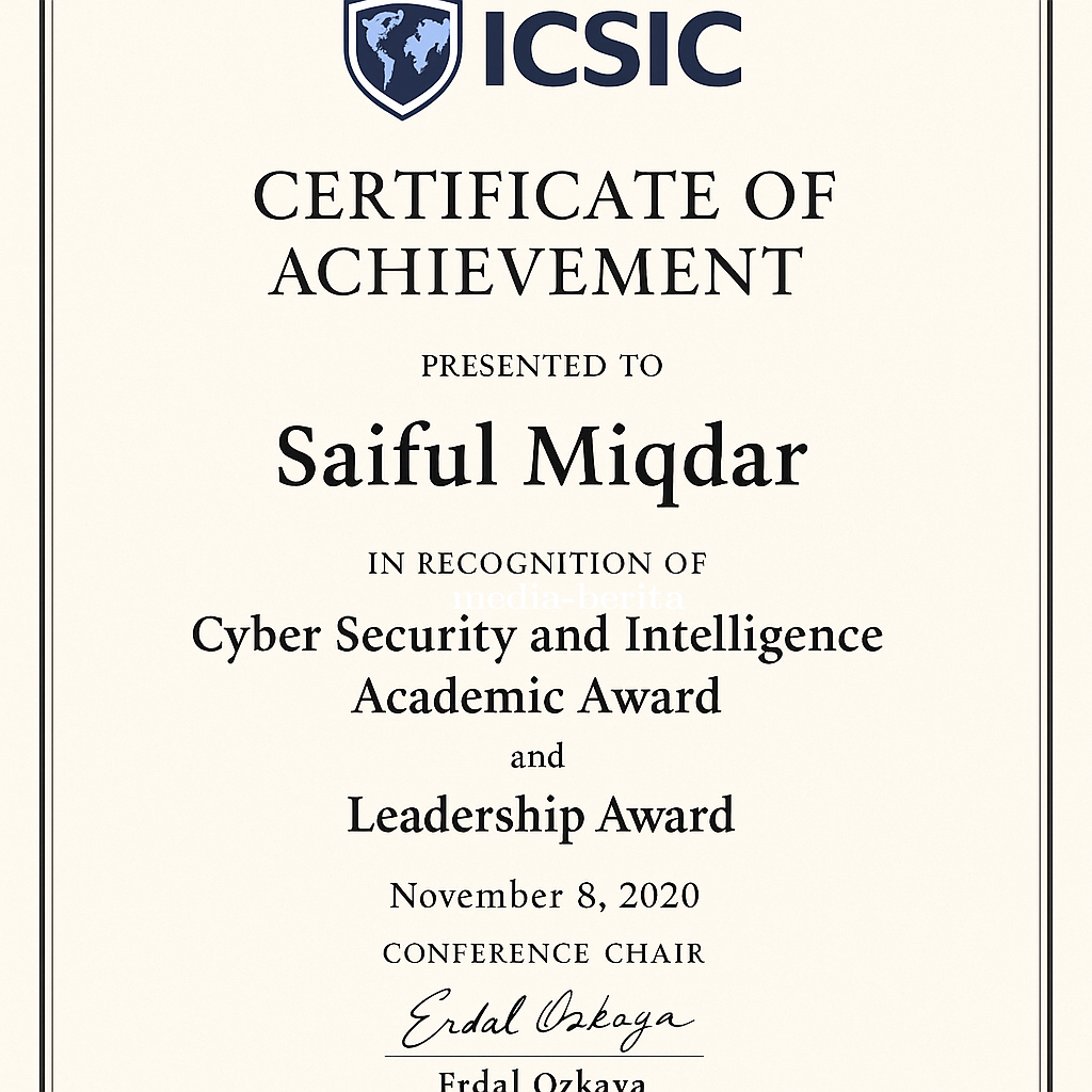 Saiful Miqdar Raih Dua Penghargaan Bergengsi di Ajang Internasional Cybersecurity 2020