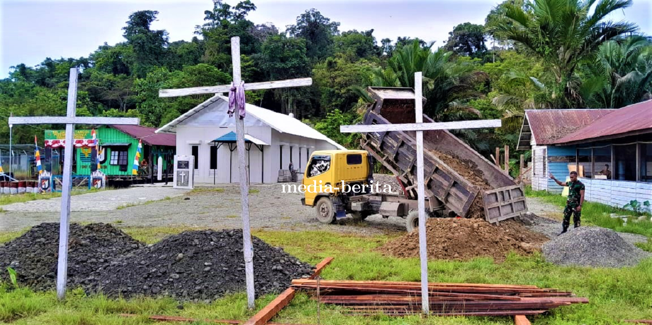 Realisasikan Permintaan Warga, Satgas TMMD Timbun dan Pagar Lokasi Gereja
