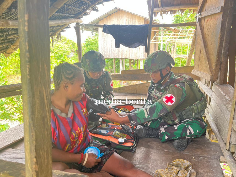 Bersama TNI Untuk Papua Sehat, Satgas Yonif 753/AVT Periksa Kesehatan Warga Suminka