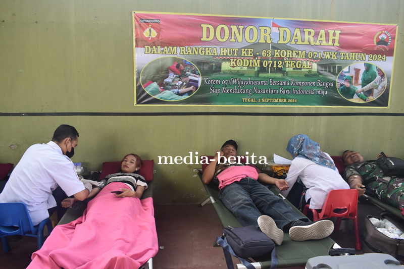 HUT Korem 071 Ke-63, Kodim 0712 Tegal Gelar Donor Darah