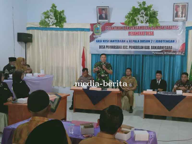 Danramil Hadiri Pelantikan Perangkat Desa Purwasana