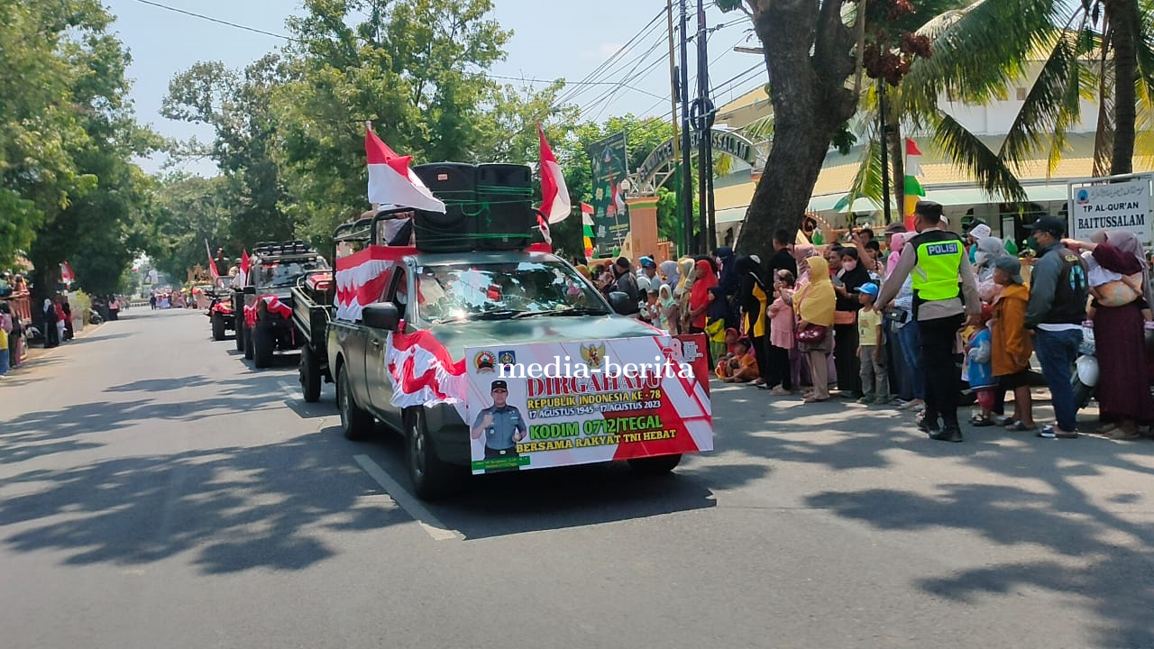 Kodim Tegal Ikuti Karnaval HUT Kemerdekaan Republik Indonesia Ke-78 Tahun 2023