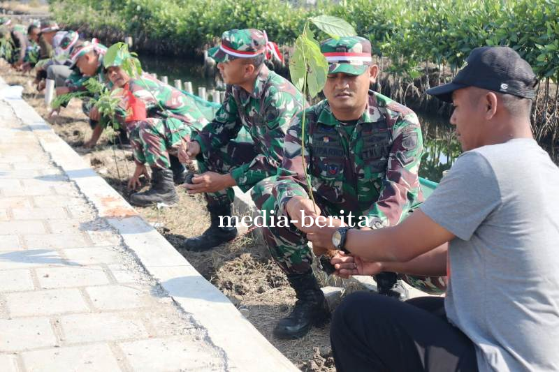 TNI Bersama Masyarakat dan Mahasiswa Tanam Ratusan Pohon dan Bersih-bersih Pantai