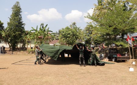 Tenda Penutupan Mulai Didirikan TMMD Reguler ke-129 Gumelem Kulon Segera Berakhir