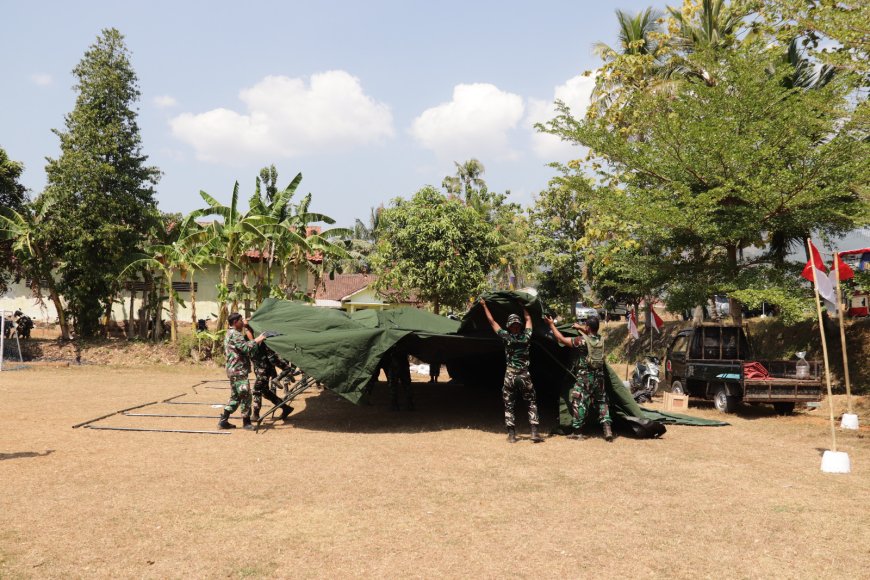 Tenda Penutupan Mulai Didirikan TMMD Reguler ke-129 Gumelem Kulon Segera Berakhir