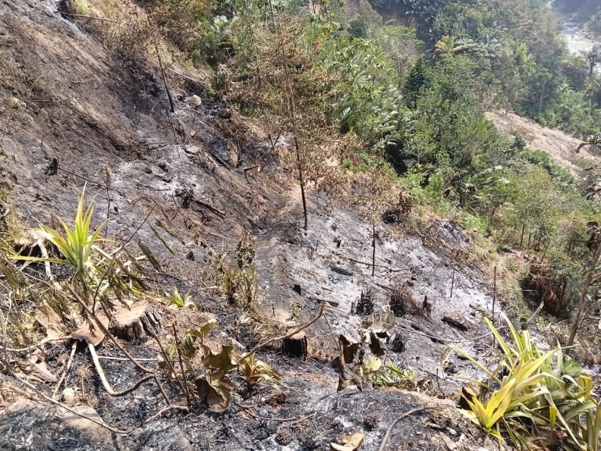 Babinsa dan Warga Pastikan Api Karhutla di Kalilunjar Benar-Benar Padam