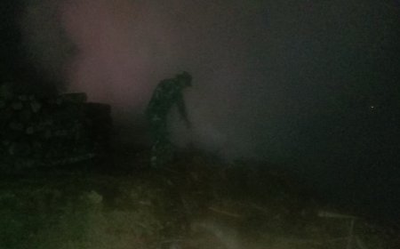 Kebakaran Limbah Penggergajian Kayu di Argasoka, Babinsa dan Damkar Bergerak ke Lokasi